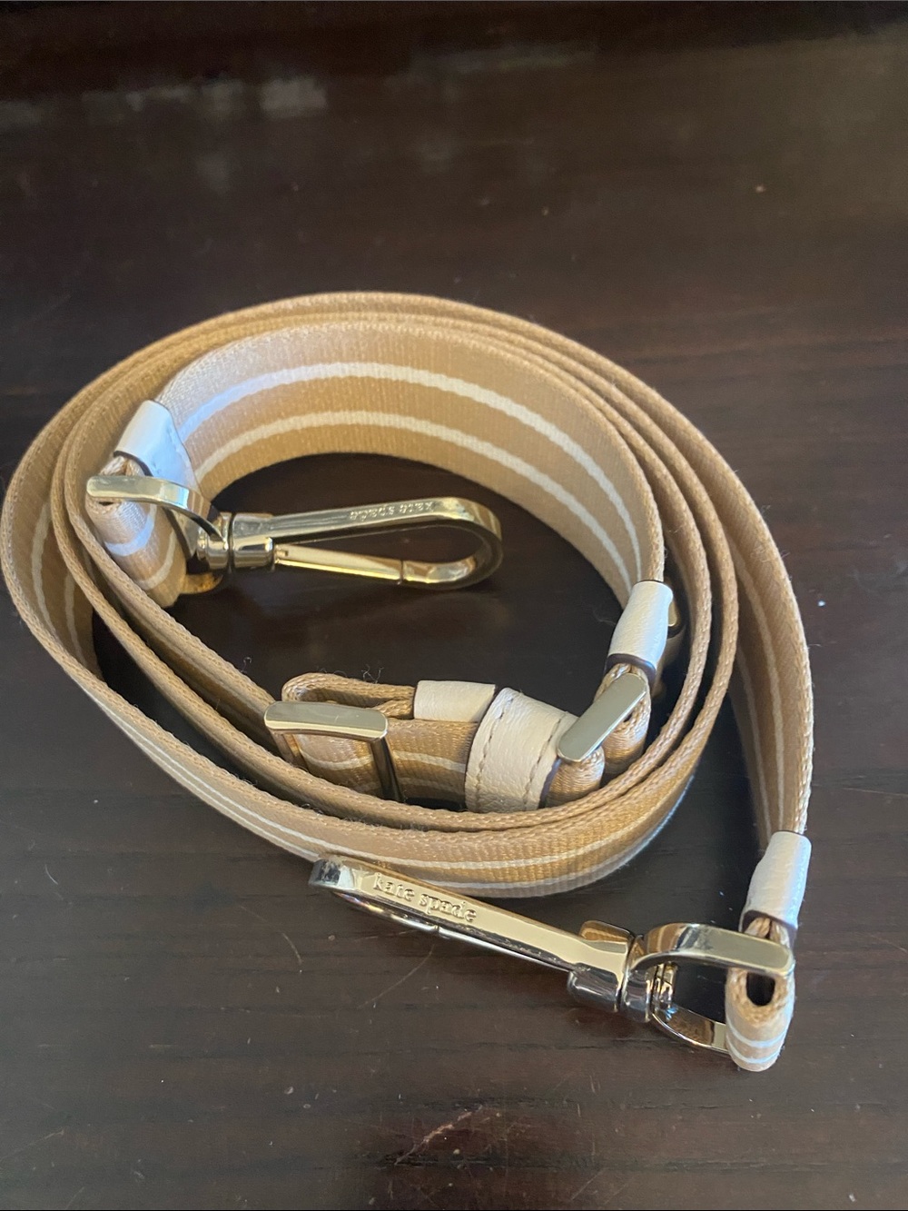Authentic Kate Spade Neutral Tan & Cream Adjustable Strap with Gold Hardware